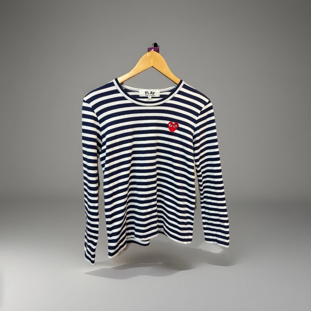 Come Des Garcons Play Long Sleeve Striped Tee Large